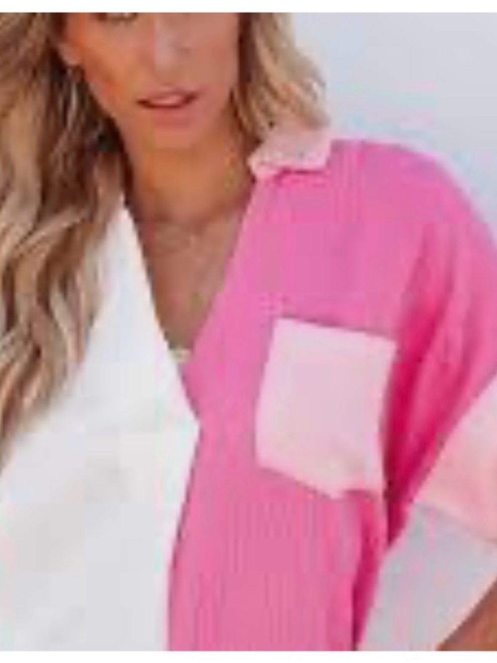 NEW Entro XL 100% cotton white-pink gauze short sleeve barbiecore boho beach top